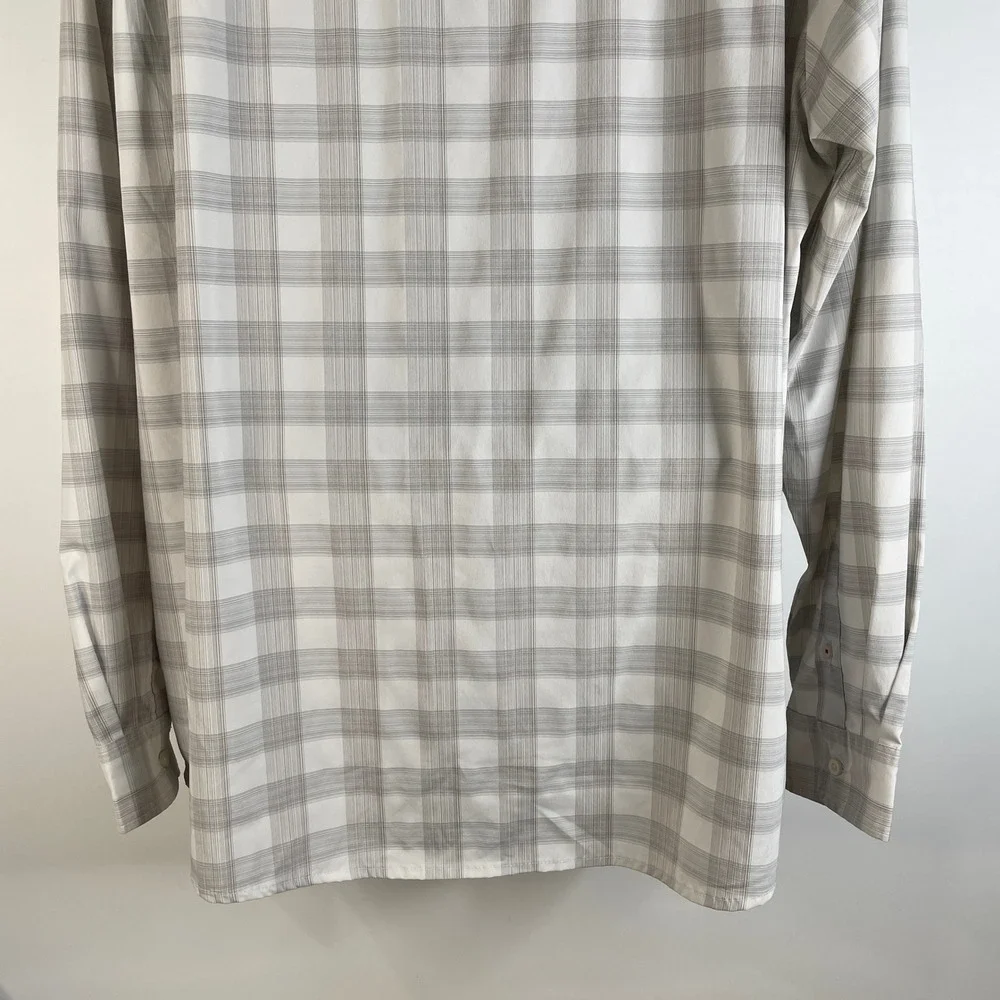 Wrangler Performance Men's 2XL Plaid Long Sleeve Button Up Shirt‎ Gray White